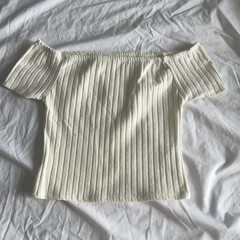 Cream white off shoulder crop top